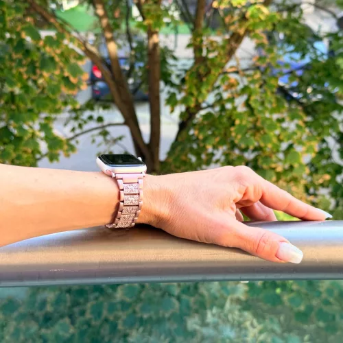 Apple Watch DIamond fém szíj / pinkarany / 40/41 és 42mm