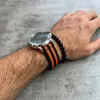 MYBANDZ Szövet óraszíj /fekete-narancs/ 18mm