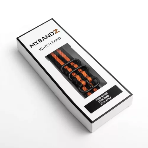MYBANDZ Szövet óraszíj /fekete-narancs/ 18mm