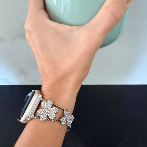 Apple Watch FloralShine fém szíj / ezüst / 42/44/45/49