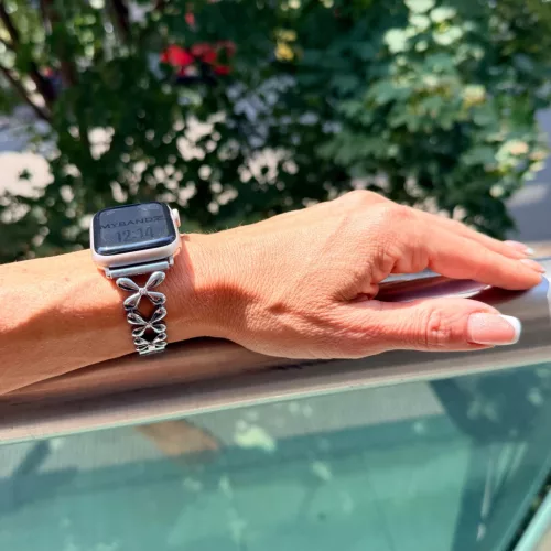 Apple Watch FloralCharm fém szíj / ezüst / 42/44/45/49