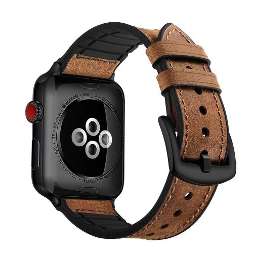 Apple Watch kívül bőr belül szilikon óraszíj /barna/ 40/41 és 42mm