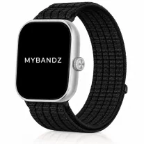   Mybandz Tépőzáras szövet óraszíj-fekete (Xiaomi Smart Band 8/9/10 Pro/Xiaomi Redmi Watch 4-5-6)