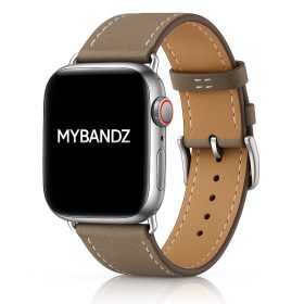   Apple Watch elegáns bőróraszíj / szürkésbarna / ezüst csattal 40/41 és 42mm