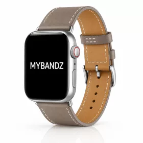   Apple Watch elegáns bőróraszíj / szürkésbarna / ezüst csattal 44/45/46/49 mm