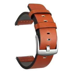   MYBANDZ Olasz prémium bőróraszíj - vöröses barna-ezüst csat/ 22mm