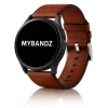 MYBANDZ Olasz prémium bőróraszíj - vöröses barna-ezüst csat/ 22mm