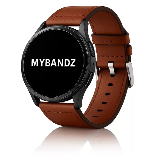 MYBANDZ Olasz prémium bőróraszíj - vöröses barna-ezüst csat/ 22mm