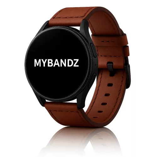 MYBANDZ Olasz prémium bőróraszíj - vöröses barna-fekete csat/ 22mm