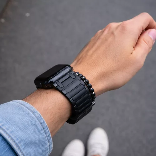 Apple Watch Cyber szilikon óraszíj-fekete 44/45/46 és 49 mm