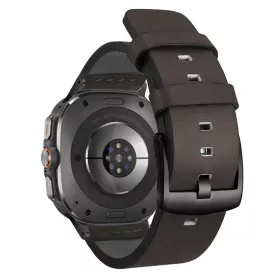   MYBANDZ Olasz bőróraszíj/fekete-fekete csat/Samsung Galaxy Watch Ultra