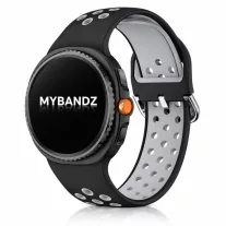   MYBANDZ Lélegző szilikon óraszíj-fekete-szürke/Samsung Galaxy Watch 8-9